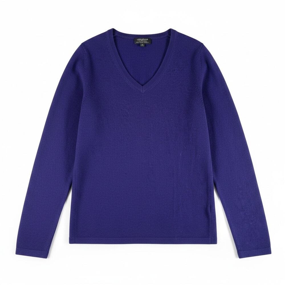 Lord & Taylor Womens Extra Fine Merino Wool Long Sleeve Sweater Blue XS Heritage